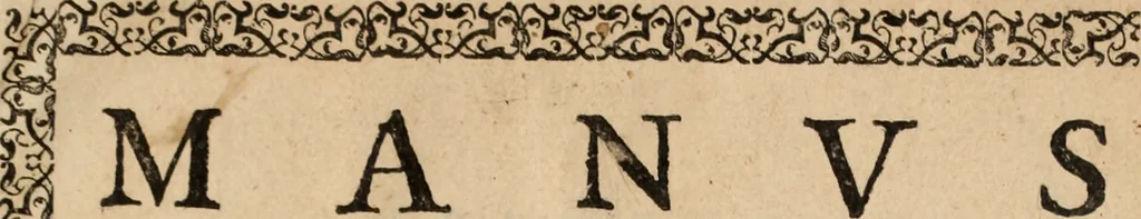 An illustration from De manu regia tractatus : prima[-secunda] pars : inquo, omnium legum regiarum (quibus regi Portugalliae inuictissimo, in causis ecclesiasticis cognitio permissa est) ex iure, priuilegio, consuetudine, seu concordia, sensus, & vera decidendi ratio aperitur, 1622, leaf 4