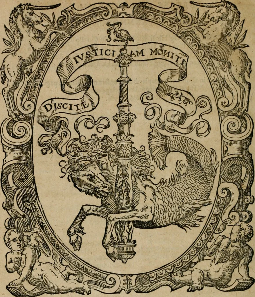An illustration from De monetis, et re nvmaria, libri dvo... His accesservnt tractatuvs varii ... necnon consilia ... tam veterum quàm neotericorum authorum, qui de monetis ... scripserunt .., 1591, leaf 79