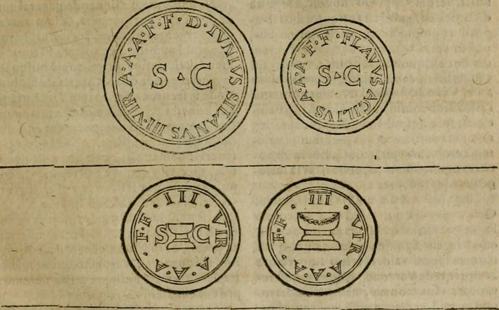 An illustration from De monetis, et re nvmaria, libri dvo... His accesservnt tractatuvs varii ... necnon consilia ... tam veterum quàm neotericorum authorum, qui de monetis ... scripserunt .., 1591, leaf 88