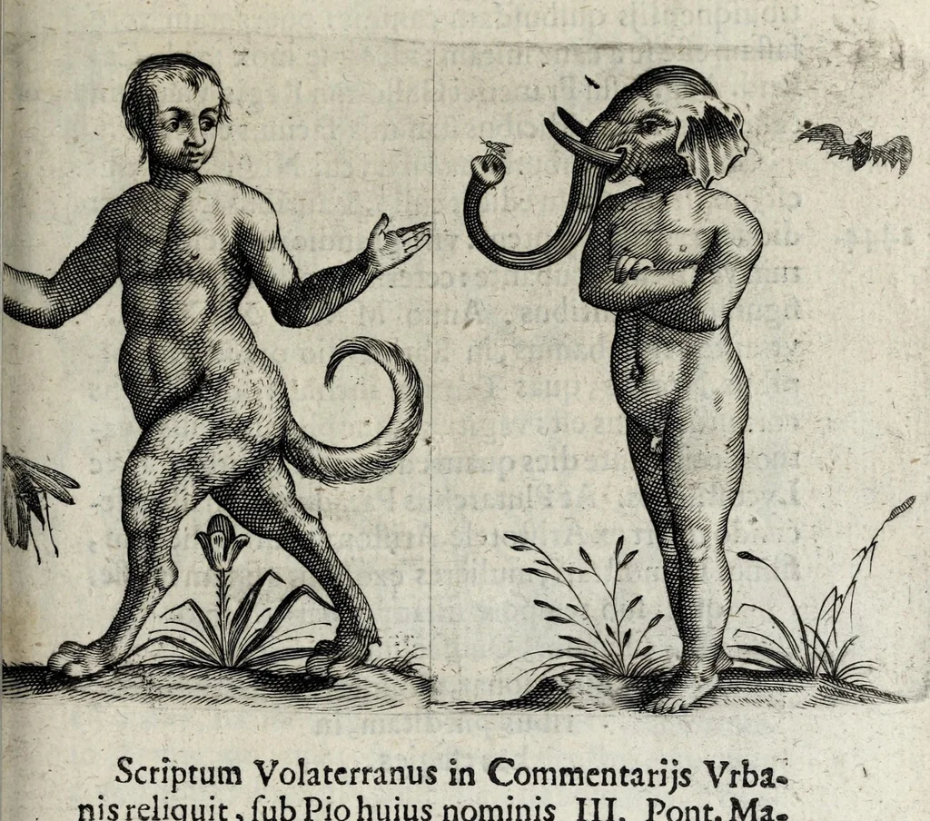 An illustration from De monstrorum caussis, natura, et differentiis libri duo : in quibus ex rei natura monstrorum historiae, caussae, generationes, & differentiae plurimae a sapientibus intactae : cum generatim & in plantarum, & belluarum genere, tum seorsum in humana specie tractantur : multis illustrium autorum locis difficillimis explanatis de masculo parturiente, de feminis in viros mutatis, de hermaphroditorum natura, de dissimilium specierum : venere prolifica, de castratorum fecunditate, depuero lapidescente, de anomantis aurea parte, alijsque admirabilibus, 1634, leaf 223