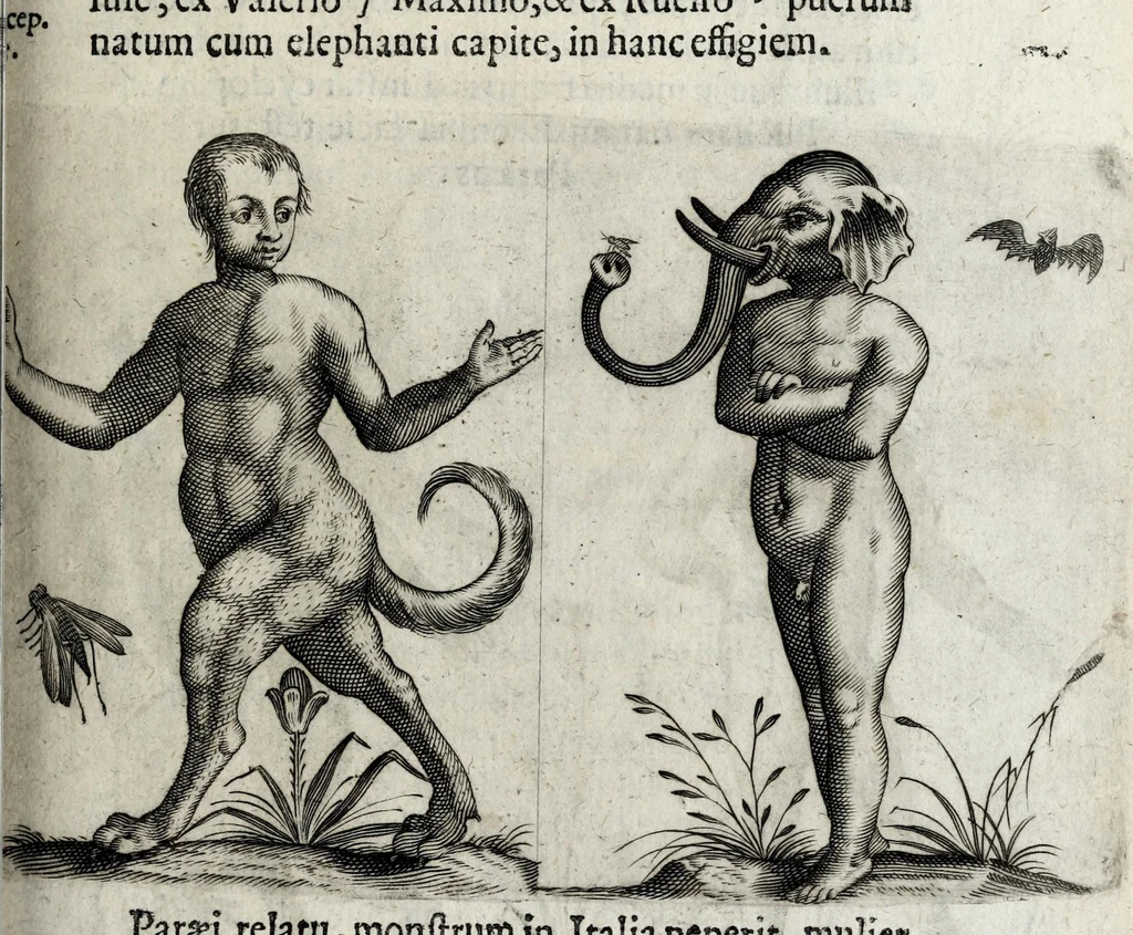 An illustration from De monstrorum caussis, natura, et differentiis libri duo : in quibus ex rei natura monstrorum historiae, caussae, generationes, & differentiae plurimae a sapientibus intactae : cum generatim & in plantarum, & belluarum genere, tum seorsum in humana specie tractantur : multis illustrium autorum locis difficillimis explanatis de masculo parturiente, de feminis in viros mutatis, de hermaphroditorum natura, de dissimilium specierum : venere prolifica, de castratorum fecunditate, depuero lapidescente, de anomantis aurea parte, alijsque admirabilibus, 1634, leaf 229