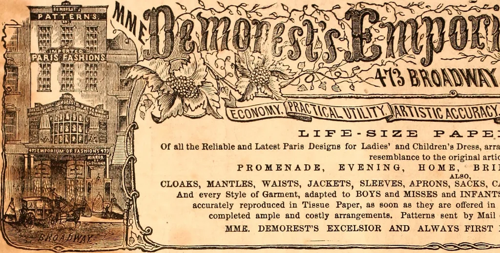 An illustration from Demorest's illustrated monthly and Mme Demorest's mirror of fashions, 1865 April, 1865, leaf 1