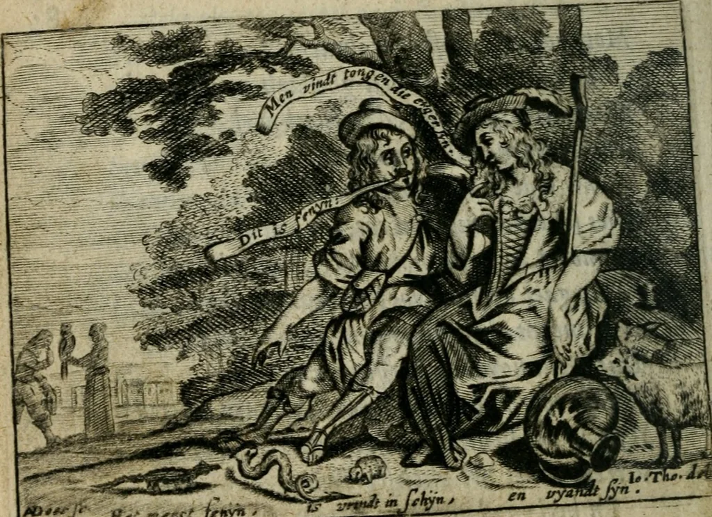 An illustration from Den alderheijlichsten naem voor een nieu-jaer-gift geschoncken aen de ionckheyt, gehoude, weduwen, geestelyke, 1647, leaf 103