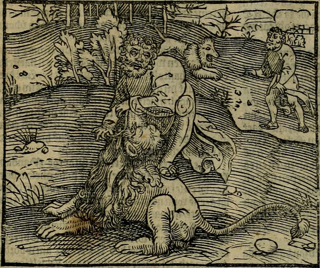 An illustration from Den Bibel, met grooter neersticheyt gecorrigeert : eñ op die canten gheset den ouderdom der werelt : ende hoe lange die gheschiedenissen ende historien der Bibelen elck int zijn voor Christus gheboorte gheweest zijn : ende daer bi vergadert wt fasciculus temporum, ende wt dye cronike va alder werelt, die principael historie der machtiger heydenscher conincrijcke, daer die heylige scrift oock dickwils af vermaent, tot een claerder verstant der Bibelscher historien : ende oock een onderscheyt der tijden te hebben, 1535, leaf 173
