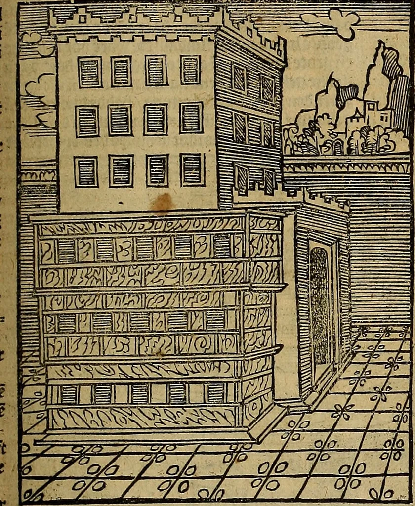 An illustration from Den Bibel, met grooter neersticheyt gecorrigeert : eñ op die canten gheset den ouderdom der werelt : ende hoe lange die gheschiedenissen ende historien der Bibelen elck int zijn voor Christus gheboorte gheweest zijn : ende daer bi vergadert wt fasciculus temporum, ende wt dye cronike va alder werelt, die principael historie der machtiger heydenscher conincrijcke, daer die heylige scrift oock dickwils af vermaent, tot een claerder verstant der Bibelscher historien : ende oock een onderscheyt der tijden te hebben, 1535, leaf 230