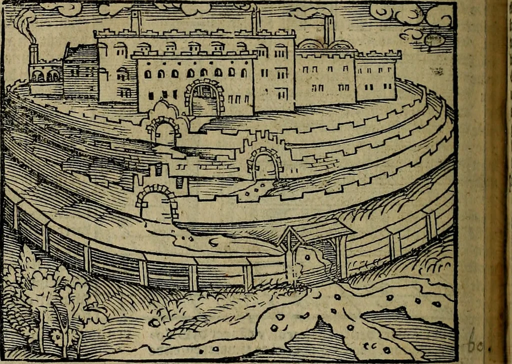 An illustration from Den Bibel, met grooter neersticheyt gecorrigeert : eñ op die canten gheset den ouderdom der werelt : ende hoe lange die gheschiedenissen ende historien der Bibelen elck int zijn voor Christus gheboorte gheweest zijn : ende daer bi vergadert wt fasciculus temporum, ende wt dye cronike va alder werelt, die principael historie der machtiger heydenscher conincrijcke, daer die heylige scrift oock dickwils af vermaent, tot een claerder verstant der Bibelscher historien : ende oock een onderscheyt der tijden te hebben, 1535, leaf 231