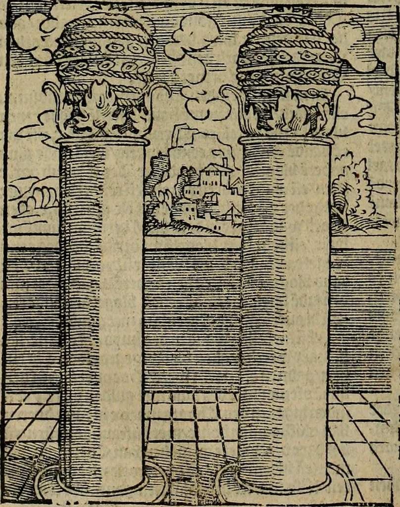 An illustration from Den Bibel, met grooter neersticheyt gecorrigeert : eñ op die canten gheset den ouderdom der werelt : ende hoe lange die gheschiedenissen ende historien der Bibelen elck int zijn voor Christus gheboorte gheweest zijn : ende daer bi vergadert wt fasciculus temporum, ende wt dye cronike va alder werelt, die principael historie der machtiger heydenscher conincrijcke, daer die heylige scrift oock dickwils af vermaent, tot een claerder verstant der Bibelscher historien : ende oock een onderscheyt der tijden te hebben, 1535, leaf 231