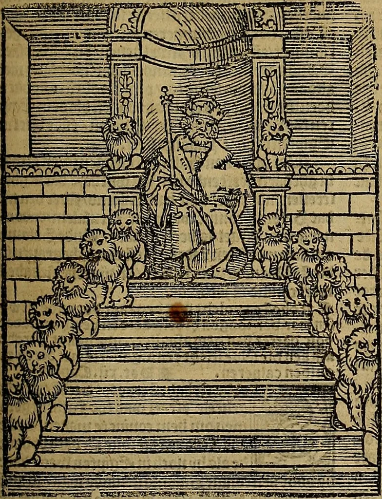 An illustration from Den Bibel, met grooter neersticheyt gecorrigeert : eñ op die canten gheset den ouderdom der werelt : ende hoe lange die gheschiedenissen ende historien der Bibelen elck int zijn voor Christus gheboorte gheweest zijn : ende daer bi vergadert wt fasciculus temporum, ende wt dye cronike va alder werelt, die principael historie der machtiger heydenscher conincrijcke, daer die heylige scrift oock dickwils af vermaent, tot een claerder verstant der Bibelscher historien : ende oock een onderscheyt der tijden te hebben, 1535, leaf 236