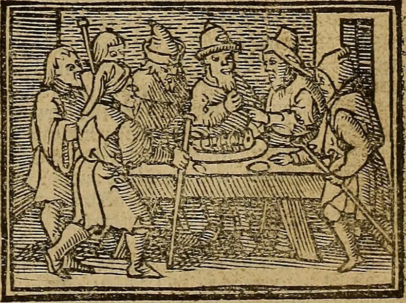 An illustration from Den Bibel, met grooter neersticheyt gecorrigeert : eñ op die canten gheset den ouderdom der werelt : ende hoe lange die gheschiedenissen ende historien der Bibelen elck int zijn voor Christus gheboorte gheweest zijn : ende daer bi vergadert wt fasciculus temporum, ende wt dye cronike va alder werelt, die principael historie der machtiger heydenscher conincrijcke, daer die heylige scrift oock dickwils af vermaent, tot een claerder verstant der Bibelscher historien : ende oock een onderscheyt der tijden te hebben, 1535, leaf 50