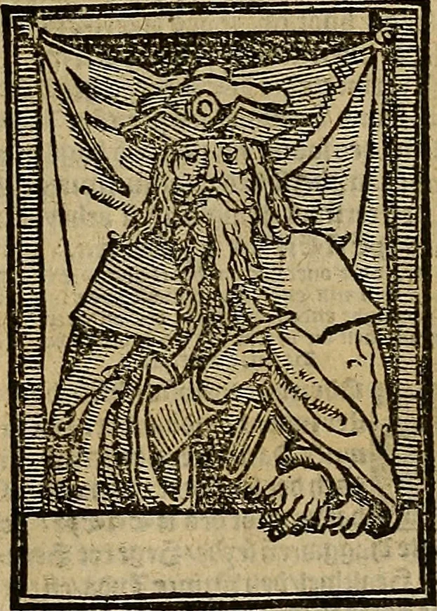 An illustration from Den Bibel, met grooter neersticheyt gecorrigeert : eñ op die canten gheset den ouderdom der werelt : ende hoe lange die gheschiedenissen ende historien der Bibelen elck int zijn voor Christus gheboorte gheweest zijn : ende daer bi vergadert wt fasciculus temporum, ende wt dye cronike va alder werelt, die principael historie der machtiger heydenscher conincrijcke, daer die heylige scrift oock dickwils af vermaent, tot een claerder verstant der Bibelscher historien : ende oock een onderscheyt der tijden te hebben, 1535, leaf 572