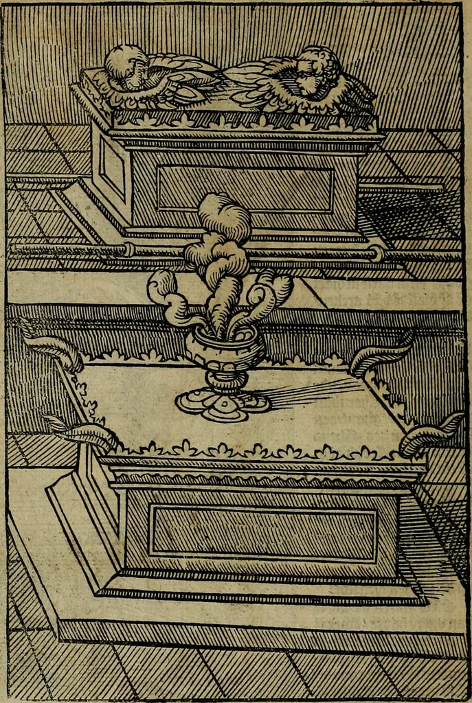 An illustration from Den Bibel, met grooter neersticheyt gecorrigeert : eñ op die canten gheset den ouderdom der werelt : ende hoe lange die gheschiedenissen ende historien der Bibelen elck int zijn voor Christus gheboorte gheweest zijn : ende daer bi vergadert wt fasciculus temporum, ende wt dye cronike va alder werelt, die principael historie der machtiger heydenscher conincrijcke, daer die heylige scrift oock dickwils af vermaent, tot een claerder verstant der Bibelscher historien : ende oock een onderscheyt der tijden te hebben, 1535, leaf 71