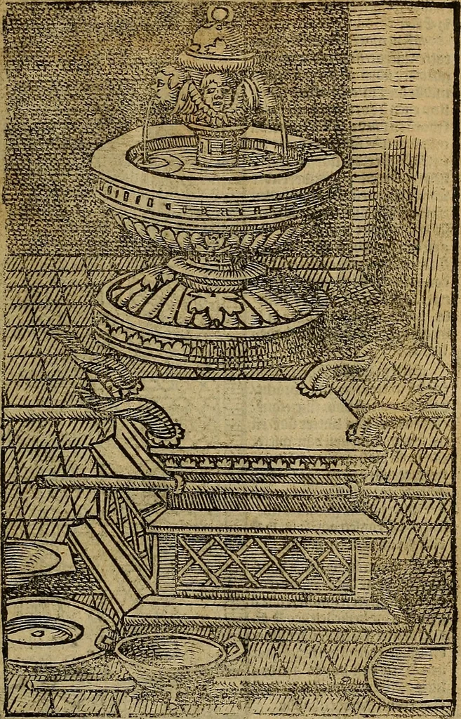 An illustration from Den Bibel, met grooter neersticheyt gecorrigeert : eñ op die canten gheset den ouderdom der werelt : ende hoe lange die gheschiedenissen ende historien der Bibelen elck int zijn voor Christus gheboorte gheweest zijn : ende daer bi vergadert wt fasciculus temporum, ende wt dye cronike va alder werelt, die principael historie der machtiger heydenscher conincrijcke, daer die heylige scrift oock dickwils af vermaent, tot een claerder verstant der Bibelscher historien : ende oock een onderscheyt der tijden te hebben, 1535, leaf 72
