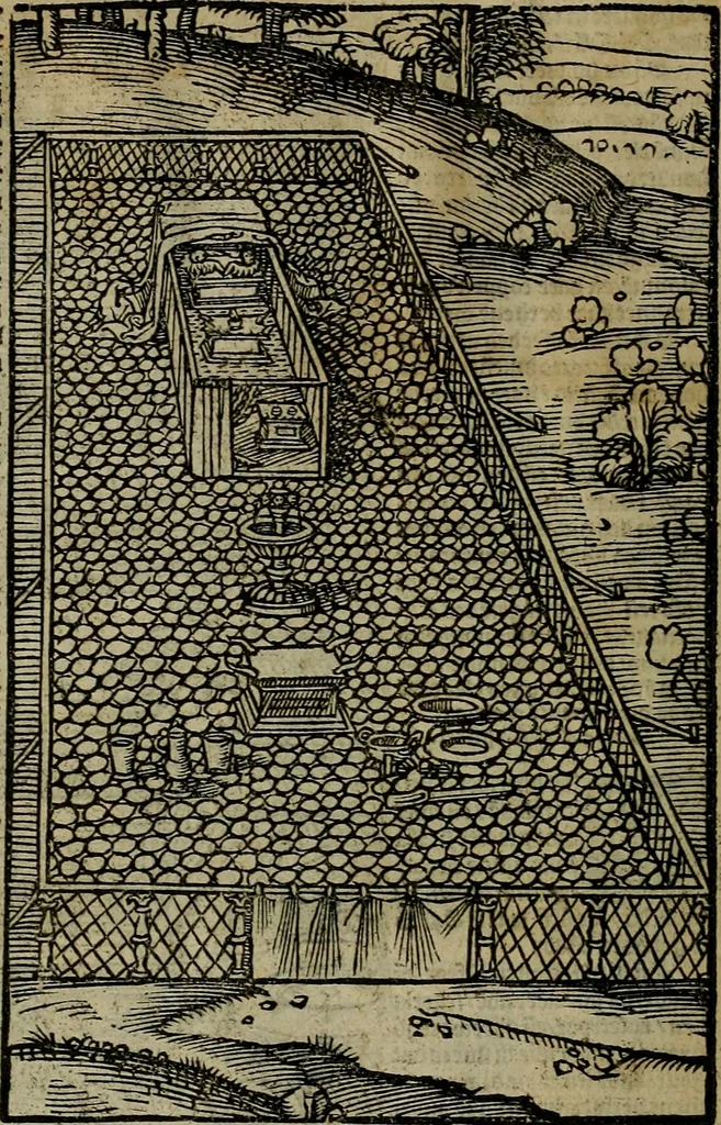 An illustration from Den Bibel, met grooter neersticheyt gecorrigeert : eñ op die canten gheset den ouderdom der werelt : ende hoe lange die gheschiedenissen ende historien der Bibelen elck int zijn voor Christus gheboorte gheweest zijn : ende daer bi vergadert wt fasciculus temporum, ende wt dye cronike va alder werelt, die principael historie der machtiger heydenscher conincrijcke, daer die heylige scrift oock dickwils af vermaent, tot een claerder verstant der Bibelscher historien : ende oock een onderscheyt der tijden te hebben, 1535, leaf 73