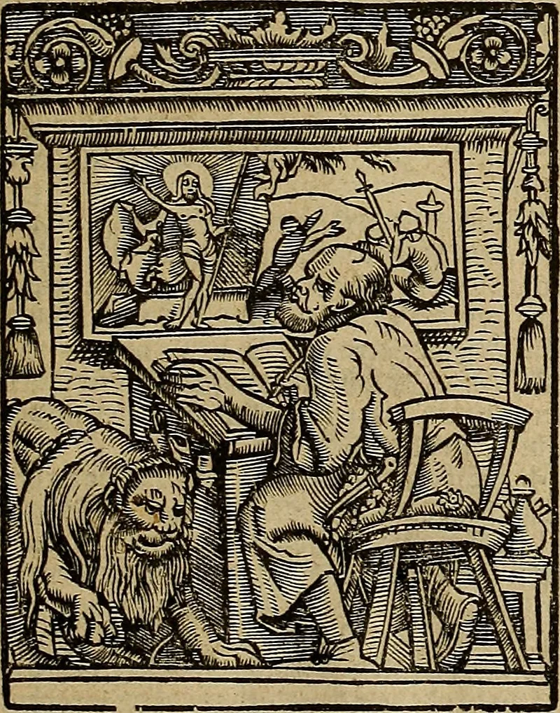 An illustration from Den Bibel, met grooter neersticheyt gecorrigeert : eñ op die canten gheset den ouderdom der werelt : ende hoe lange die gheschiedenissen ende historien der Bibelen elck int zijn voor Christus gheboorte gheweest zijn : ende daer bi vergadert wt fasciculus temporum, ende wt dye cronike va alder werelt, die principael historie der machtiger heydenscher conincrijcke, daer die heylige scrift oock dickwils af vermaent, tot een claerder verstant der Bibelscher historien : ende oock een onderscheyt der tijden te hebben, 1535, leaf 732