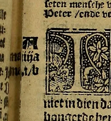 An illustration from Den Bibel, met grooter neersticheyt gecorrigeert : eñ op die canten gheset den ouderdom der werelt : ende hoe lange die gheschiedenissen ende historien der Bibelen elck int zijn voor Christus gheboorte gheweest zijn : ende daer bi vergadert wt fasciculus temporum, ende wt dye cronike va alder werelt, die principael historie der machtiger heydenscher conincrijcke, daer die heylige scrift oock dickwils af vermaent, tot een claerder verstant der Bibelscher historien : ende oock een onderscheyt der tijden te hebben, 1535, leaf 750
