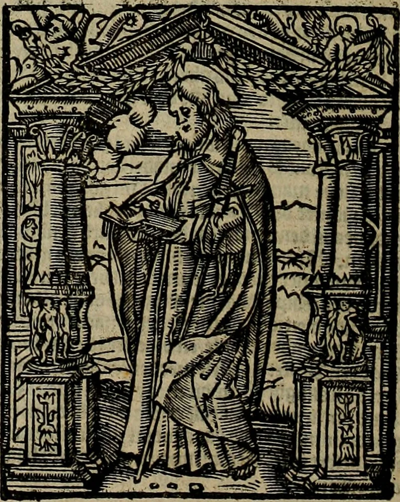 An illustration from Den Bibel, met grooter neersticheyt gecorrigeert : eñ op die canten gheset den ouderdom der werelt : ende hoe lange die gheschiedenissen ende historien der Bibelen elck int zijn voor Christus gheboorte gheweest zijn : ende daer bi vergadert wt fasciculus temporum, ende wt dye cronike va alder werelt, die principael historie der machtiger heydenscher conincrijcke, daer die heylige scrift oock dickwils af vermaent, tot een claerder verstant der Bibelscher historien : ende oock een onderscheyt der tijden te hebben, 1535, leaf 809