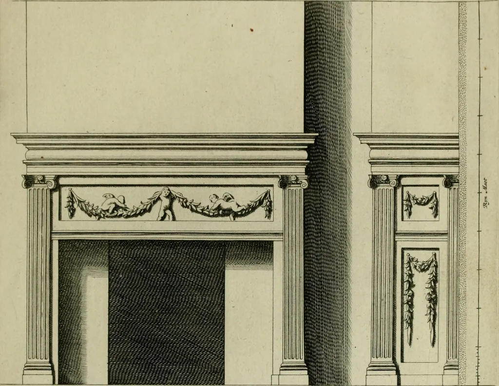 An illustration from Den doorluchtigen hooghgeboren vorst eñ heere Wilhem Henrick, van Gods genade Prince van Orange, werden dese afbeeldingen, van weinighe schoorsteen-wercken, meest ten bevele vande doorl. hooghgeborene Zijne Hooch.ts Heeren grootvader, vader en vrouw grootmoeder, 1655, leaf 10