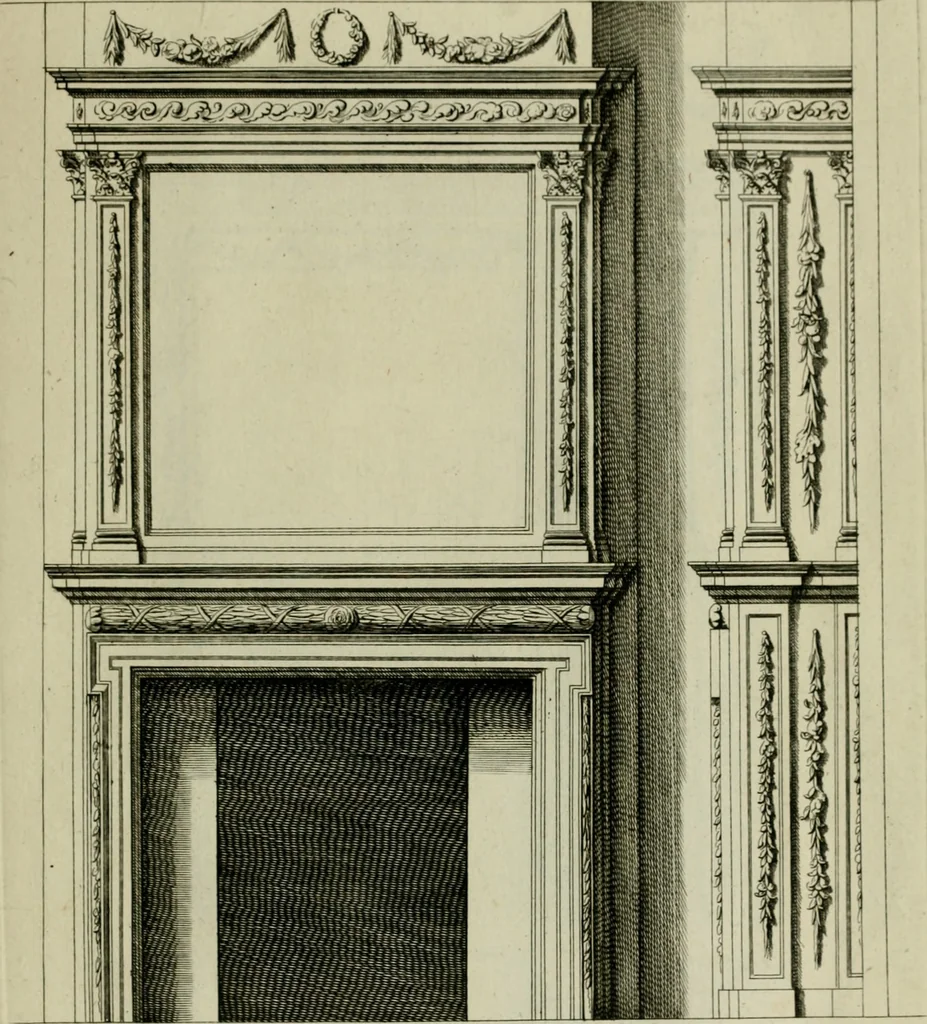 An illustration from Den doorluchtigen hooghgeboren vorst eñ heere Wilhem Henrick, van Gods genade Prince van Orange, werden dese afbeeldingen, van weinighe schoorsteen-wercken, meest ten bevele vande doorl. hooghgeborene Zijne Hooch.ts Heeren grootvader, vader en vrouw grootmoeder, 1655, leaf 24