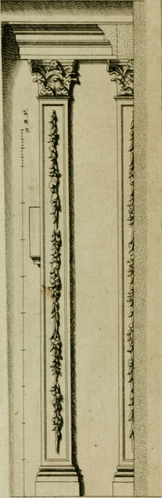 An illustration from Den doorluchtigen hooghgeboren vorst eñ heere Wilhem Henrick, van Gods genade Prince van Orange, werden dese afbeeldingen, van weinighe schoorsteen-wercken, meest ten bevele vande doorl. hooghgeborene Zijne Hooch.ts Heeren grootvader, vader en vrouw grootmoeder, 1655, leaf 40