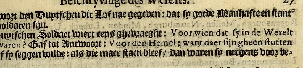 An illustration from De nieuwe bereysde wereldt ofte een korte en bondige beschryvinghe van alle landen en coningrijcken van dien. : Waer inne yder bysonderlijck zijn manieren van leven, religien, huyschoudinge en vrucktbaerheyt haerder landen werden aengewesen : mitsgaders aller pausen, keysers, konigen en vorsten successie, begin en eynde., 1662, leaf 39
