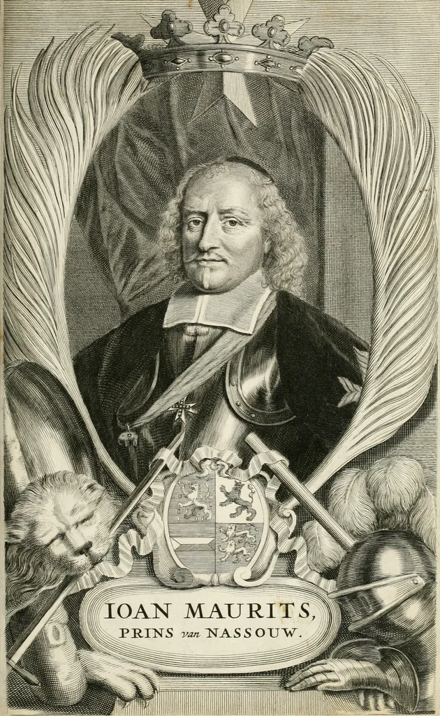 An illustration from De nieuwe en onbekende weereld, of, Beschryving van America en 't zuid-land : vervaetende d'oorsprong der Americaenen en zuid-landers, gedenkwaerdige togten derwaerds, gelegendheid der vaste kusten, eilanden, steden, sterkten, dorpen, tempels, bergen, fonteinen, stroomen, huisen, de natuur van beesten, boomen, planten en vreemde gewasschen, Gods-dienst en zeden, wonderlijke voorvallen, vereeuwde en nieuwe oorlogen: verciert met af-beeldsels na 't leven in America gemaekt,, 1671, leaf 12