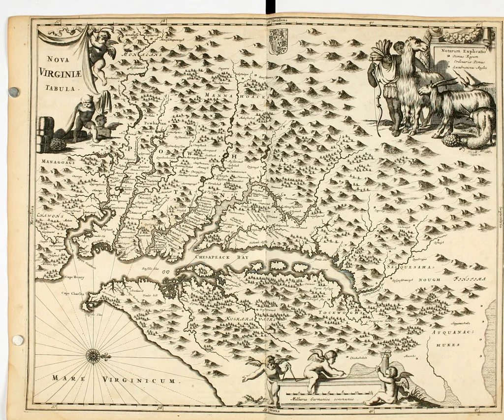 An illustration from De nieuwe en onbekende weereld, of, Beschryving van America en 't zuid-land : vervaetende d'oorsprong der Americaenen en zuid-landers, gedenkwaerdige togten derwaerds, gelegendheid der vaste kusten, eilanden, steden, sterkten, dorpen, tempels, bergen, fonteinen, stroomen, huisen, de natuur van beesten, boomen, planten en vreemde gewasschen, Gods-dienst en zeden, wonderlijke voorvallen, vereeuwde en nieuwe oorlogen: verciert met af-beeldsels na 't leven in America gemaekt,, 1671, leaf 167