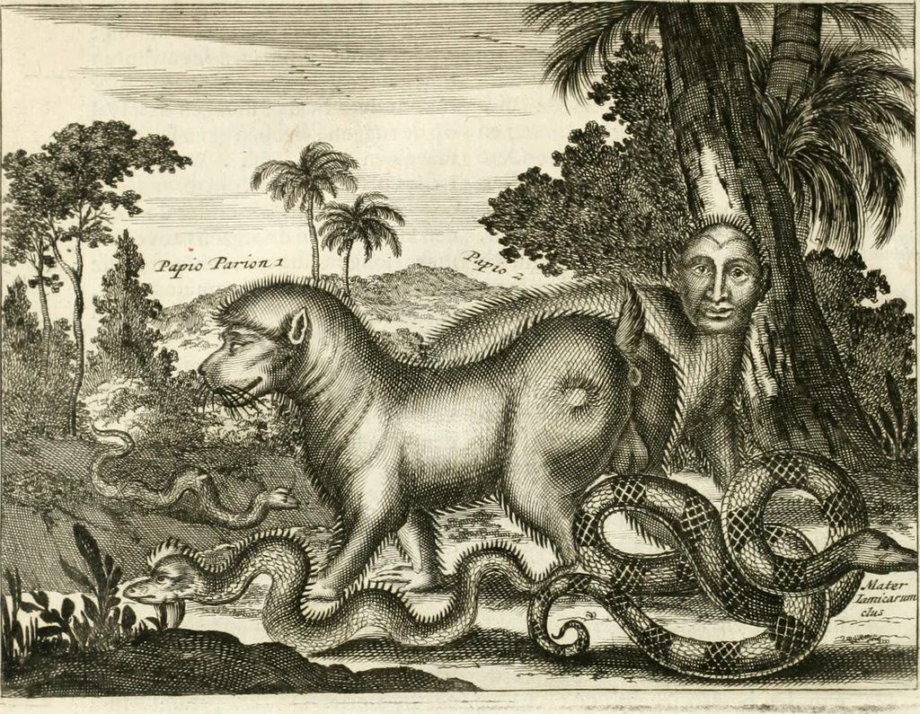 An illustration from De nieuwe en onbekende weereld, of, Beschryving van America en 't zuid-land : vervaetende d'oorsprong der Americaenen en zuid-landers, gedenkwaerdige togten derwaerds, gelegendheid der vaste kusten, eilanden, steden, sterkten, dorpen, tempels, bergen, fonteinen, stroomen, huisen, de natuur van beesten, boomen, planten en vreemde gewasschen, Gods-dienst en zeden, wonderlijke voorvallen, vereeuwde en nieuwe oorlogen: verciert met af-beeldsels na 't leven in America gemaekt,, 1671, leaf 333