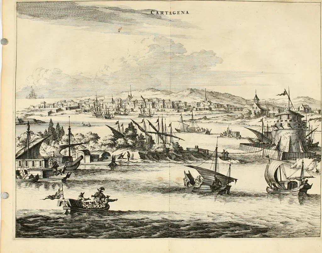 An illustration from De nieuwe en onbekende weereld, of, Beschryving van America en 't zuid-land : vervaetende d'oorsprong der Americaenen en zuid-landers, gedenkwaerdige togten derwaerds, gelegendheid der vaste kusten, eilanden, steden, sterkten, dorpen, tempels, bergen, fonteinen, stroomen, huisen, de natuur van beesten, boomen, planten en vreemde gewasschen, Gods-dienst en zeden, wonderlijke voorvallen, vereeuwde en nieuwe oorlogen: verciert met af-beeldsels na 't leven in America gemaekt,, 1671, leaf 353