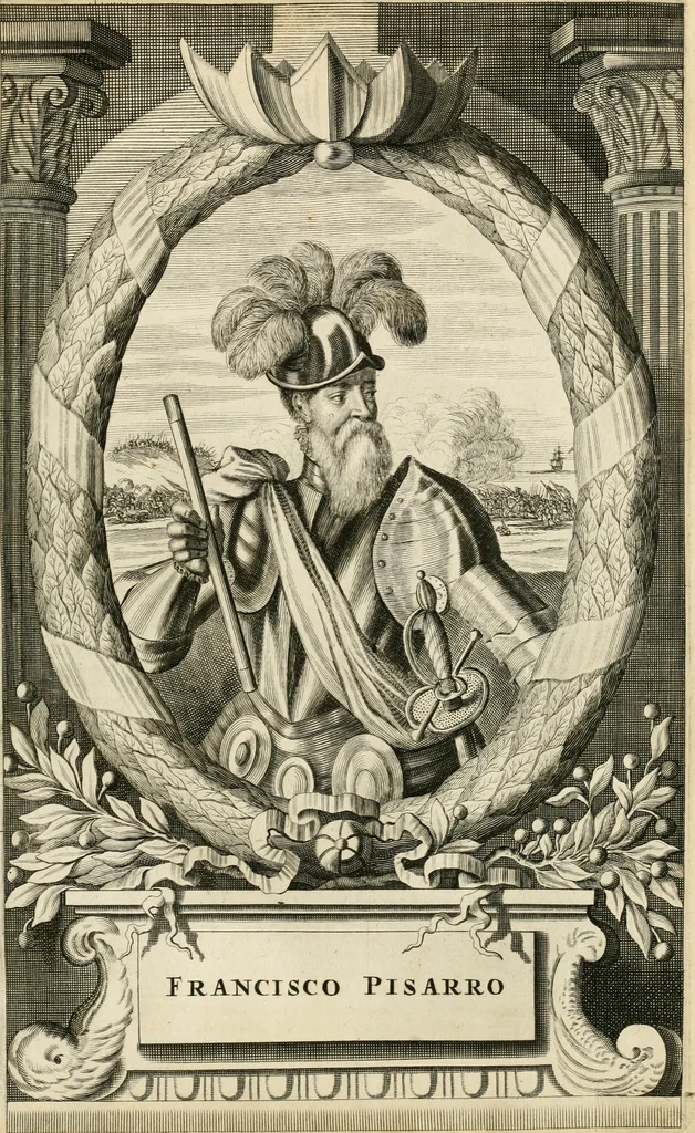 An illustration from De nieuwe en onbekende weereld, of, Beschryving van America en 't zuid-land : vervaetende d'oorsprong der Americaenen en zuid-landers, gedenkwaerdige togten derwaerds, gelegendheid der vaste kusten, eilanden, steden, sterkten, dorpen, tempels, bergen, fonteinen, stroomen, huisen, de natuur van beesten, boomen, planten en vreemde gewasschen, Gods-dienst en zeden, wonderlijke voorvallen, vereeuwde en nieuwe oorlogen: verciert met af-beeldsels na 't leven in America gemaekt,, 1671, leaf 410