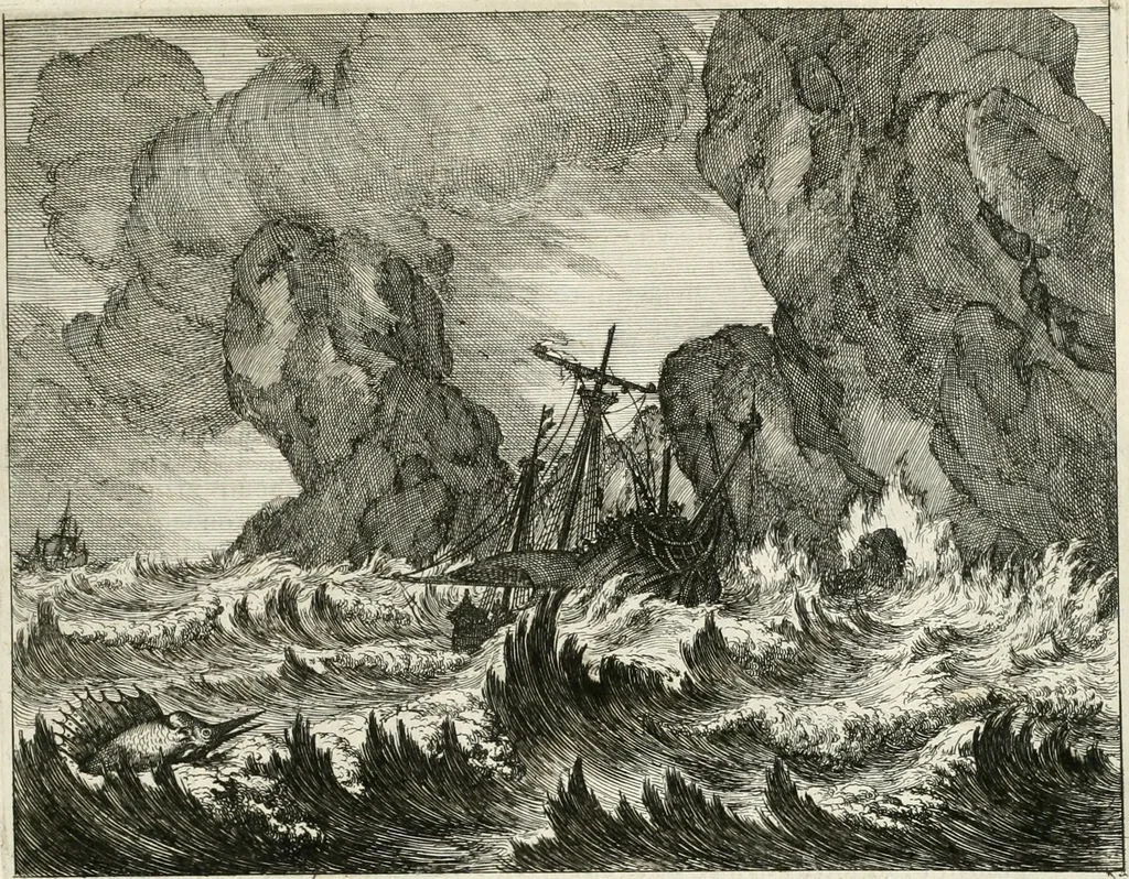 An illustration from De nieuwe en onbekende weereld, of, Beschryving van America en 't zuid-land : vervaetende d'oorsprong der Americaenen en zuid-landers, gedenkwaerdige togten derwaerds, gelegendheid der vaste kusten, eilanden, steden, sterkten, dorpen, tempels, bergen, fonteinen, stroomen, huisen, de natuur van beesten, boomen, planten en vreemde gewasschen, Gods-dienst en zeden, wonderlijke voorvallen, vereeuwde en nieuwe oorlogen: verciert met af-beeldsels na 't leven in America gemaekt,, 1671, leaf 462