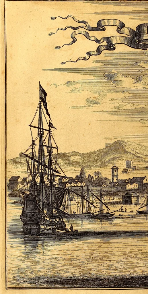 An illustration from De Nieuwe en onbekende Weereld: of Beschryving van America en 't Zuid-Land, : vervaetende d'oorsprong der Americænen en Zuid-Landers, gedenkwaerdige togten derwaerds, gelegendheid der vaste kusten, eilanden, steden, sterkten, dorpen, tempels, bergen, fonteinen, stroomen, huisen, de natuur van beesten, boomen, planten en vreemde gewasschen, gods-dienst en zeden, wonderlijke voorvallen, vereeuwde en nieuwe oorloogen: Verciert met af-beeldsels na 't leven in America gemaekt,, 1671, leaf 228
