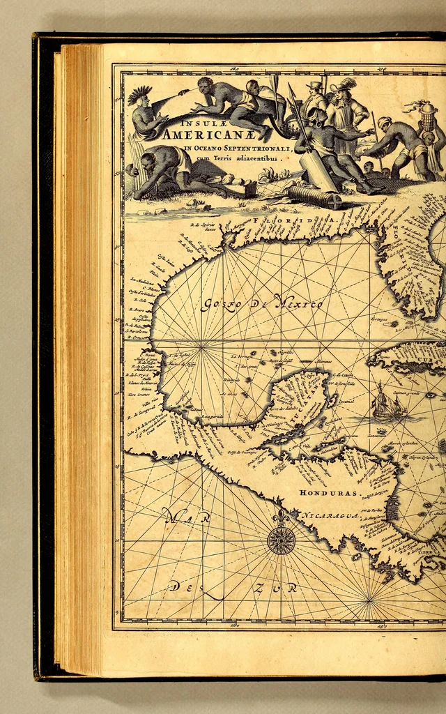 An illustration from De Nieuwe en onbekende Weereld: of Beschryving van America en 't Zuid-Land, : vervaetende d'oorsprong der Americænen en Zuid-Landers, gedenkwaerdige togten derwaerds, gelegendheid der vaste kusten, eilanden, steden, sterkten, dorpen, tempels, bergen, fonteinen, stroomen, huisen, de natuur van beesten, boomen, planten en vreemde gewasschen, gods-dienst en zeden, wonderlijke voorvallen, vereeuwde en nieuwe oorloogen: Verciert met af-beeldsels na 't leven in America gemaekt,, 1671, leaf 242