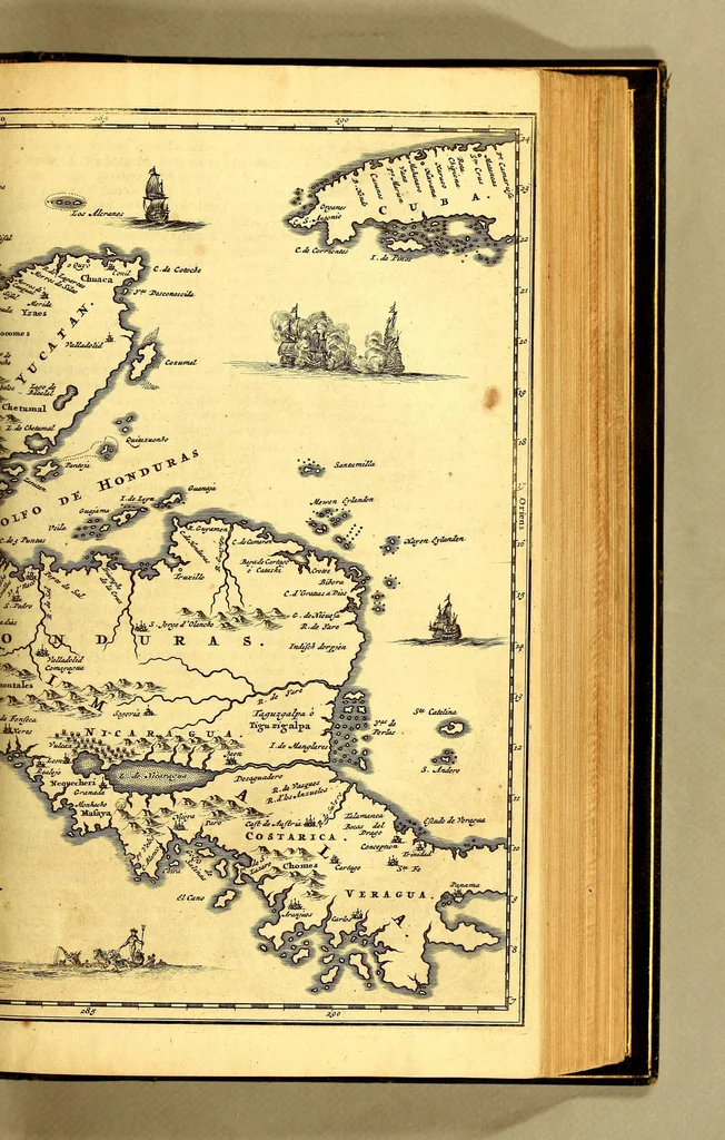An illustration from De Nieuwe en onbekende Weereld: of Beschryving van America en 't Zuid-Land, : vervaetende d'oorsprong der Americænen en Zuid-Landers, gedenkwaerdige togten derwaerds, gelegendheid der vaste kusten, eilanden, steden, sterkten, dorpen, tempels, bergen, fonteinen, stroomen, huisen, de natuur van beesten, boomen, planten en vreemde gewasschen, gods-dienst en zeden, wonderlijke voorvallen, vereeuwde en nieuwe oorloogen: Verciert met af-beeldsels na 't leven in America gemaekt,, 1671, leaf 359