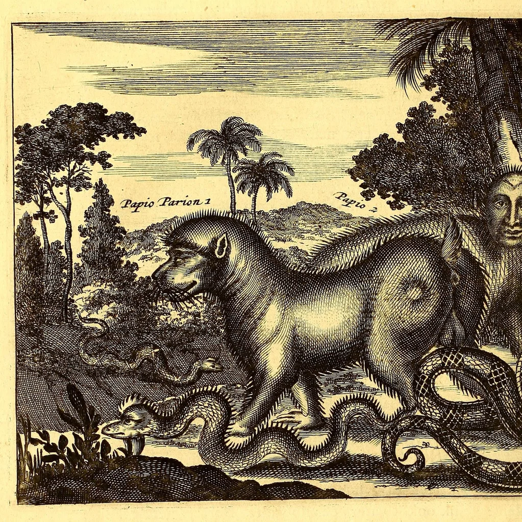An illustration from De Nieuwe en onbekende Weereld: of Beschryving van America en 't Zuid-Land, : vervaetende d'oorsprong der Americænen en Zuid-Landers, gedenkwaerdige togten derwaerds, gelegendheid der vaste kusten, eilanden, steden, sterkten, dorpen, tempels, bergen, fonteinen, stroomen, huisen, de natuur van beesten, boomen, planten en vreemde gewasschen, gods-dienst en zeden, wonderlijke voorvallen, vereeuwde en nieuwe oorloogen: Verciert met af-beeldsels na 't leven in America gemaekt,, 1671, leaf 372
