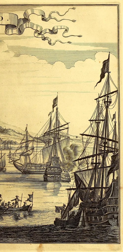 An illustration from De Nieuwe en onbekende Weereld: of Beschryving van America en 't Zuid-Land, : vervaetende d'oorsprong der Americænen en Zuid-Landers, gedenkwaerdige togten derwaerds, gelegendheid der vaste kusten, eilanden, steden, sterkten, dorpen, tempels, bergen, fonteinen, stroomen, huisen, de natuur van beesten, boomen, planten en vreemde gewasschen, gods-dienst en zeden, wonderlijke voorvallen, vereeuwde en nieuwe oorloogen: Verciert met af-beeldsels na 't leven in America gemaekt,, 1671, leaf 381