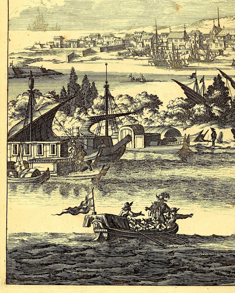An illustration from De Nieuwe en onbekende Weereld: of Beschryving van America en 't Zuid-Land, : vervaetende d'oorsprong der Americænen en Zuid-Landers, gedenkwaerdige togten derwaerds, gelegendheid der vaste kusten, eilanden, steden, sterkten, dorpen, tempels, bergen, fonteinen, stroomen, huisen, de natuur van beesten, boomen, planten en vreemde gewasschen, gods-dienst en zeden, wonderlijke voorvallen, vereeuwde en nieuwe oorloogen: Verciert met af-beeldsels na 't leven in America gemaekt,, 1671, leaf 396