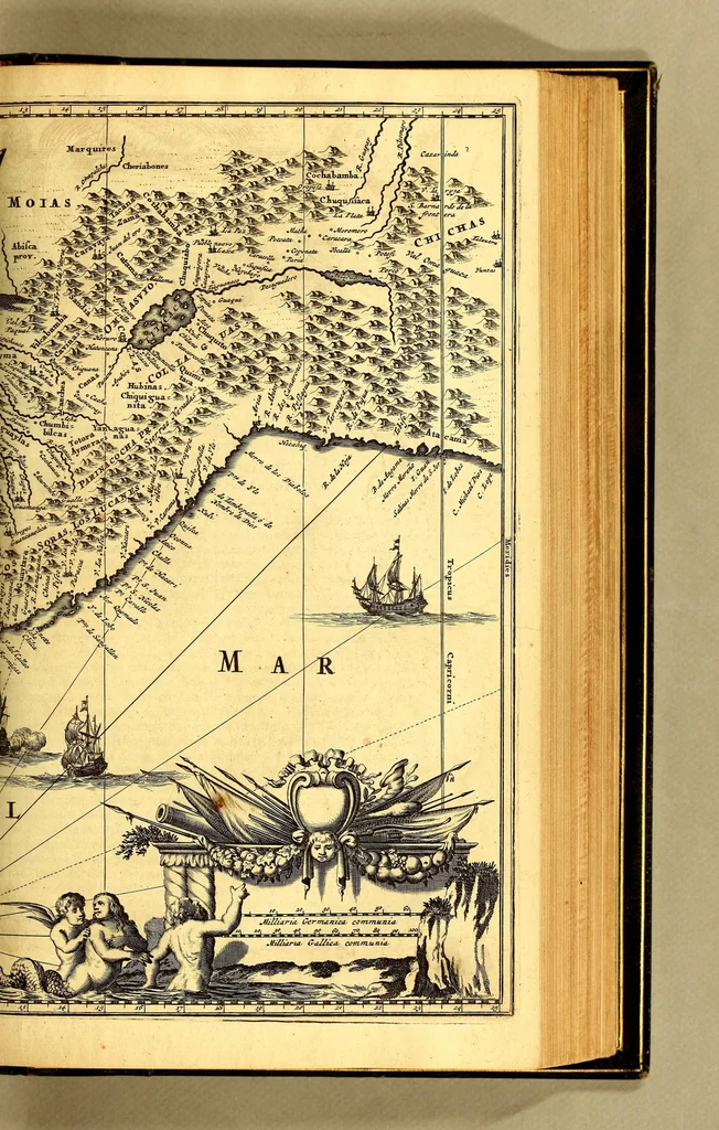 An illustration from De Nieuwe en onbekende Weereld: of Beschryving van America en 't Zuid-Land, : vervaetende d'oorsprong der Americænen en Zuid-Landers, gedenkwaerdige togten derwaerds, gelegendheid der vaste kusten, eilanden, steden, sterkten, dorpen, tempels, bergen, fonteinen, stroomen, huisen, de natuur van beesten, boomen, planten en vreemde gewasschen, gods-dienst en zeden, wonderlijke voorvallen, vereeuwde en nieuwe oorloogen: Verciert met af-beeldsels na 't leven in America gemaekt,, 1671, leaf 411