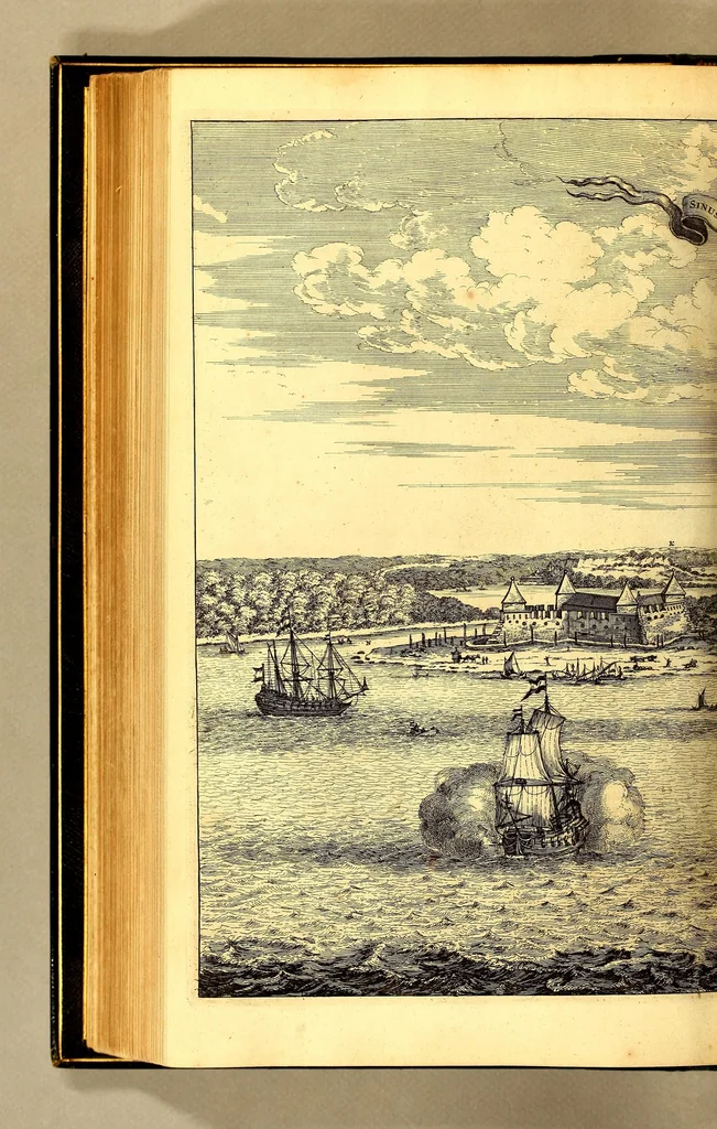 An illustration from De Nieuwe en onbekende Weereld: of Beschryving van America en 't Zuid-Land, : vervaetende d'oorsprong der Americænen en Zuid-Landers, gedenkwaerdige togten derwaerds, gelegendheid der vaste kusten, eilanden, steden, sterkten, dorpen, tempels, bergen, fonteinen, stroomen, huisen, de natuur van beesten, boomen, planten en vreemde gewasschen, gods-dienst en zeden, wonderlijke voorvallen, vereeuwde en nieuwe oorloogen: Verciert met af-beeldsels na 't leven in America gemaekt,, 1671, leaf 522