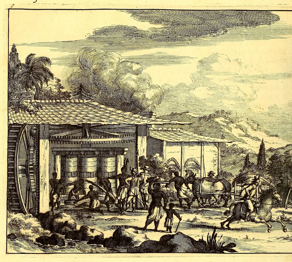 An illustration from De Nieuwe en onbekende Weereld: of Beschryving van America en 't Zuid-Land, : vervaetende d'oorsprong der Americænen en Zuid-Landers, gedenkwaerdige togten derwaerds, gelegendheid der vaste kusten, eilanden, steden, sterkten, dorpen, tempels, bergen, fonteinen, stroomen, huisen, de natuur van beesten, boomen, planten en vreemde gewasschen, gods-dienst en zeden, wonderlijke voorvallen, vereeuwde en nieuwe oorloogen: Verciert met af-beeldsels na 't leven in America gemaekt,, 1671, leaf 526