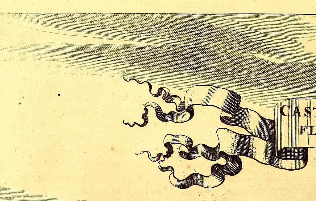 An illustration from De Nieuwe en onbekende Weereld: of Beschryving van America en 't Zuid-Land, : vervaetende d'oorsprong der Americænen en Zuid-Landers, gedenkwaerdige togten derwaerds, gelegendheid der vaste kusten, eilanden, steden, sterkten, dorpen, tempels, bergen, fonteinen, stroomen, huisen, de natuur van beesten, boomen, planten en vreemde gewasschen, gods-dienst en zeden, wonderlijke voorvallen, vereeuwde en nieuwe oorloogen: Verciert met af-beeldsels na 't leven in America gemaekt,, 1671, leaf 640