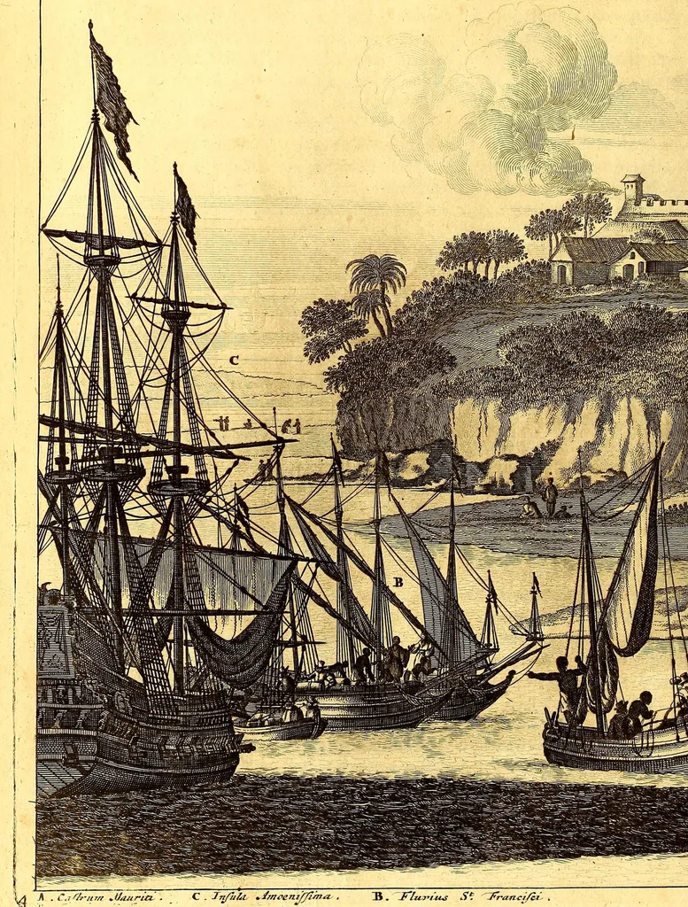 An illustration from De Nieuwe en onbekende Weereld: of Beschryving van America en 't Zuid-Land, : vervaetende d'oorsprong der Americænen en Zuid-Landers, gedenkwaerdige togten derwaerds, gelegendheid der vaste kusten, eilanden, steden, sterkten, dorpen, tempels, bergen, fonteinen, stroomen, huisen, de natuur van beesten, boomen, planten en vreemde gewasschen, gods-dienst en zeden, wonderlijke voorvallen, vereeuwde en nieuwe oorloogen: Verciert met af-beeldsels na 't leven in America gemaekt,, 1671, leaf 640