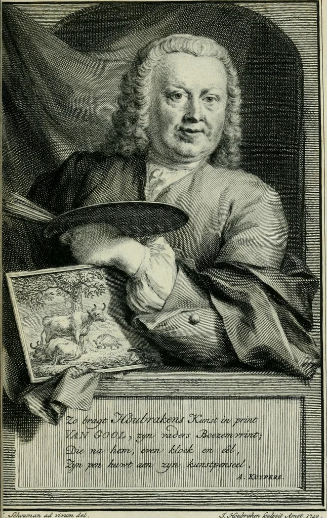 An illustration from De nieuwe schouburg der Nederlantsche kunstschilders en schilderessen: waer in levens-en kunstbedryven der tans levende en reets overleedene schilders, die van Houbraken, noch eenig ander schryver, zyn aengeteekend, verhaelt worden, 1750, leaf 24