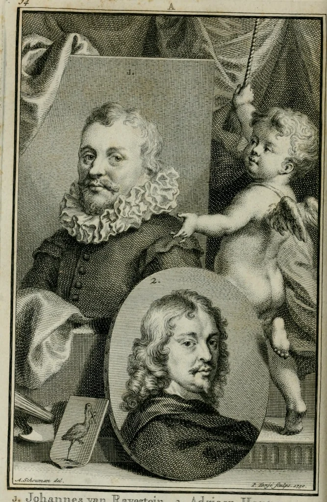 An illustration from De nieuwe schouburg der Nederlantsche kunstschilders en schilderessen: waer in levens-en kunstbedryven der tans levende en reets overleedene schilders, die van Houbraken, noch eenig ander schryver, zyn aengeteekend, verhaelt worden, 1750, leaf 41