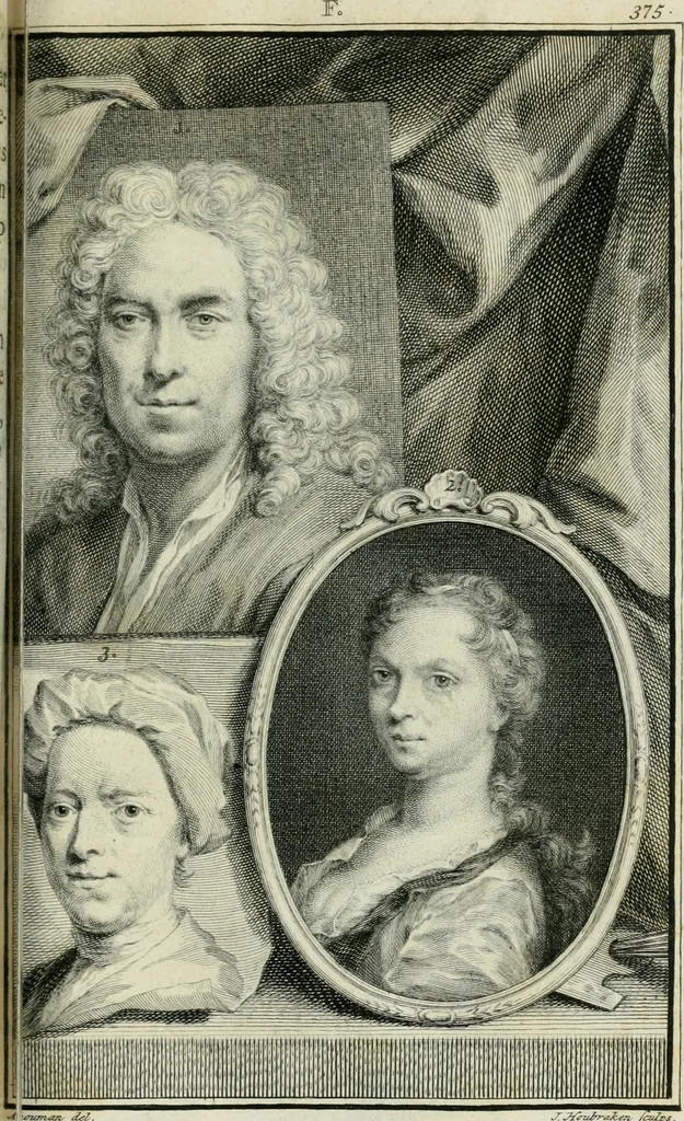 An illustration from De nieuwe schouburg der Nederlantsche kunstschilders en schilderessen: waer in levens-en kunstbedryven der tans levende en reets overleedene schilders, die van Houbraken, noch eenig ander schryver, zyn aengeteekend, verhaelt worden, 1750, leaf 428