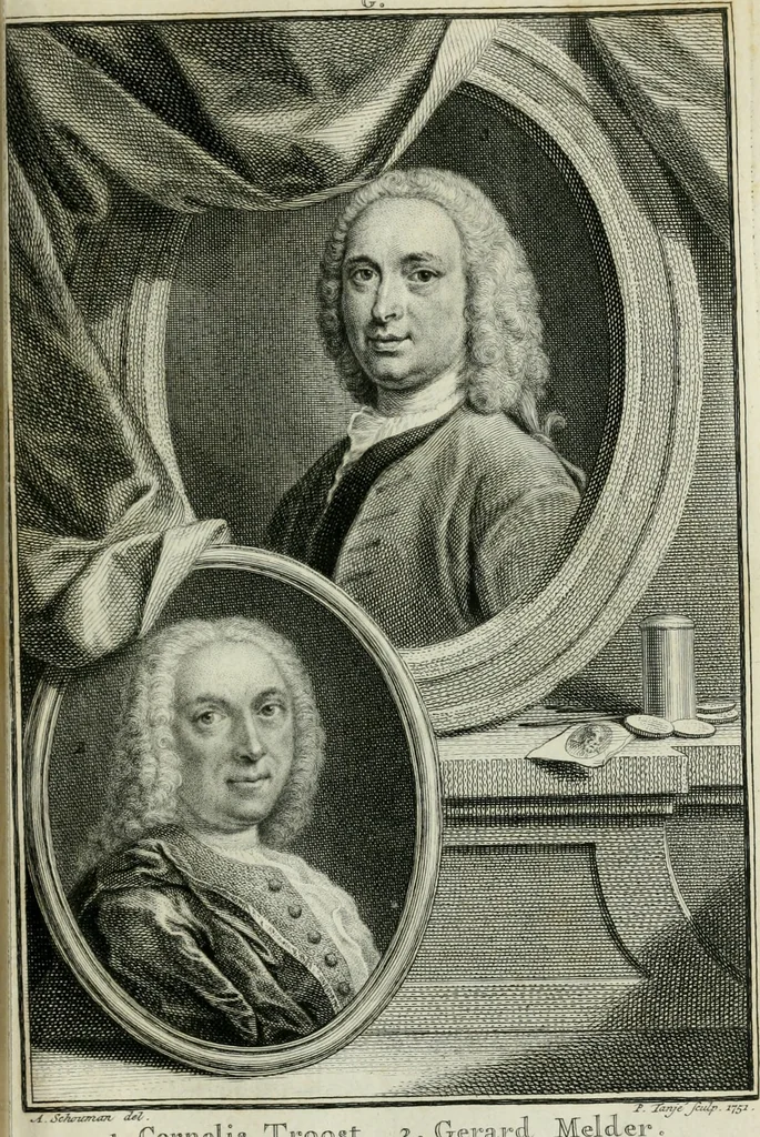 An illustration from De nieuwe schouburg der Nederlantsche kunstschilders en schilderessen: waer in levens-en kunstbedryven der tans levende en reets overleedene schilders, die van Houbraken, noch eenig ander schryver, zyn aengeteekend, verhaelt worden, 1750, leaf 240