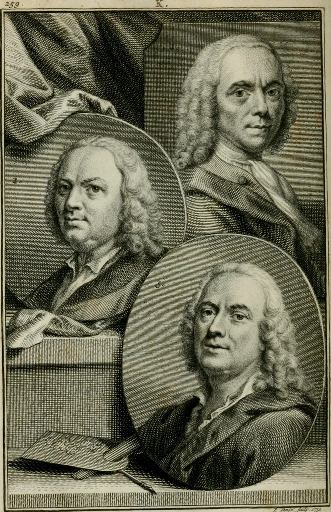 An illustration from De nieuwe schouburg der Nederlantsche kunstschilders en schilderessen: waer in levens-en kunstbedryven der tans levende en reets overleedene schilders, die van Houbraken, noch eenig ander schryver, zyn aengeteekend, verhaelt worden, 1750, leaf 299