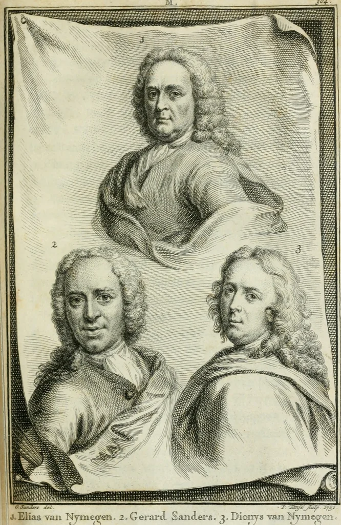 An illustration from De nieuwe schouburg der Nederlantsche kunstschilders en schilderessen: waer in levens-en kunstbedryven der tans levende en reets overleedene schilders, die van Houbraken, noch eenig ander schryver, zyn aengeteekend, verhaelt worden, 1750, leaf 348