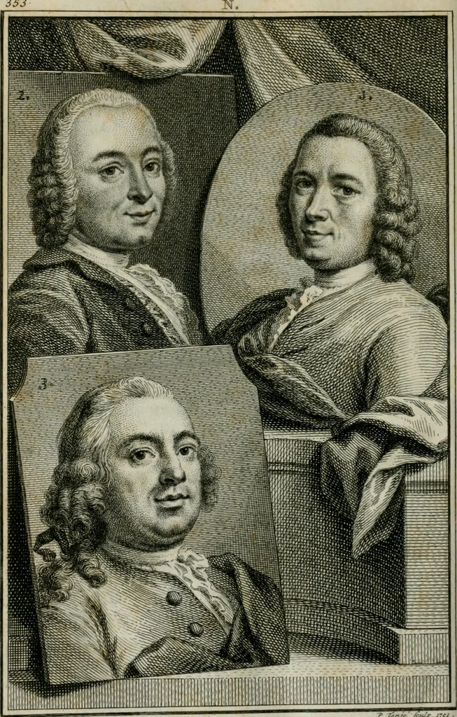 An illustration from De nieuwe schouburg der Nederlantsche kunstschilders en schilderessen: waer in levens-en kunstbedryven der tans levende en reets overleedene schilders, die van Houbraken, noch eenig ander schryver, zyn aengeteekend, verhaelt worden, 1750, leaf 399