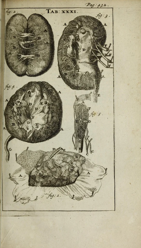 An illustration from De nieuw hervormde anatomie, ofte, Ontleding des menschen lichaams : gebouwd op de waaragtigste en naaukeurigste ondervindingen deser eeuw : zijnde met een groot getal kunstige platen vercʹiert : als ook een verhandelinge van het balsemen der lichamen : noit voor desen dusdanig bekent gemaakt, 1686, leaf 513