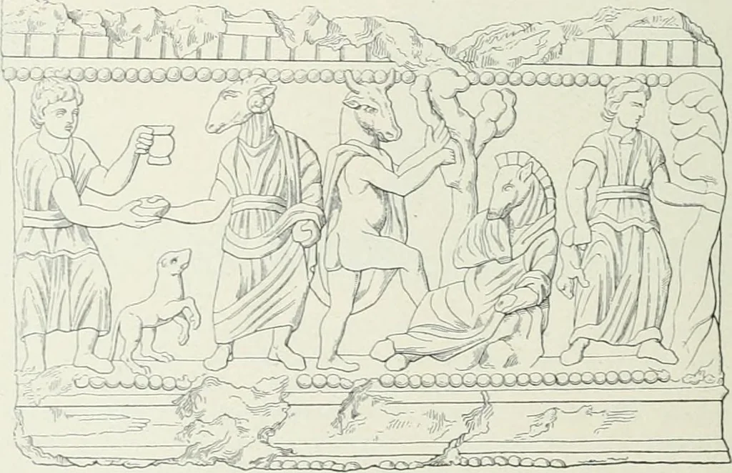 An illustration from Denkmäler des klassischen Altertums, zur Erläuterung des Lebens der Griechen und Römer in Religion, Kunst und Sitte, 1887, leaf 20